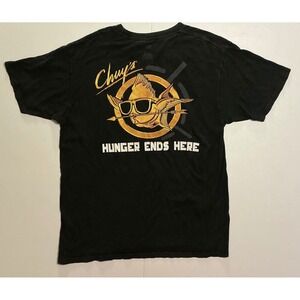 Y2K Chuy's Tex-Mex Hunger Games Parody Mockingjay Fish T-Shirt Mens L Black